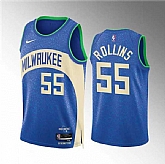 Men's Milwaukee Bucks #55 Ryan Rollins 2023-24 Blue City Edition Stitched Basketball Jersey Dzhi,baseball caps,new era cap wholesale,wholesale hats